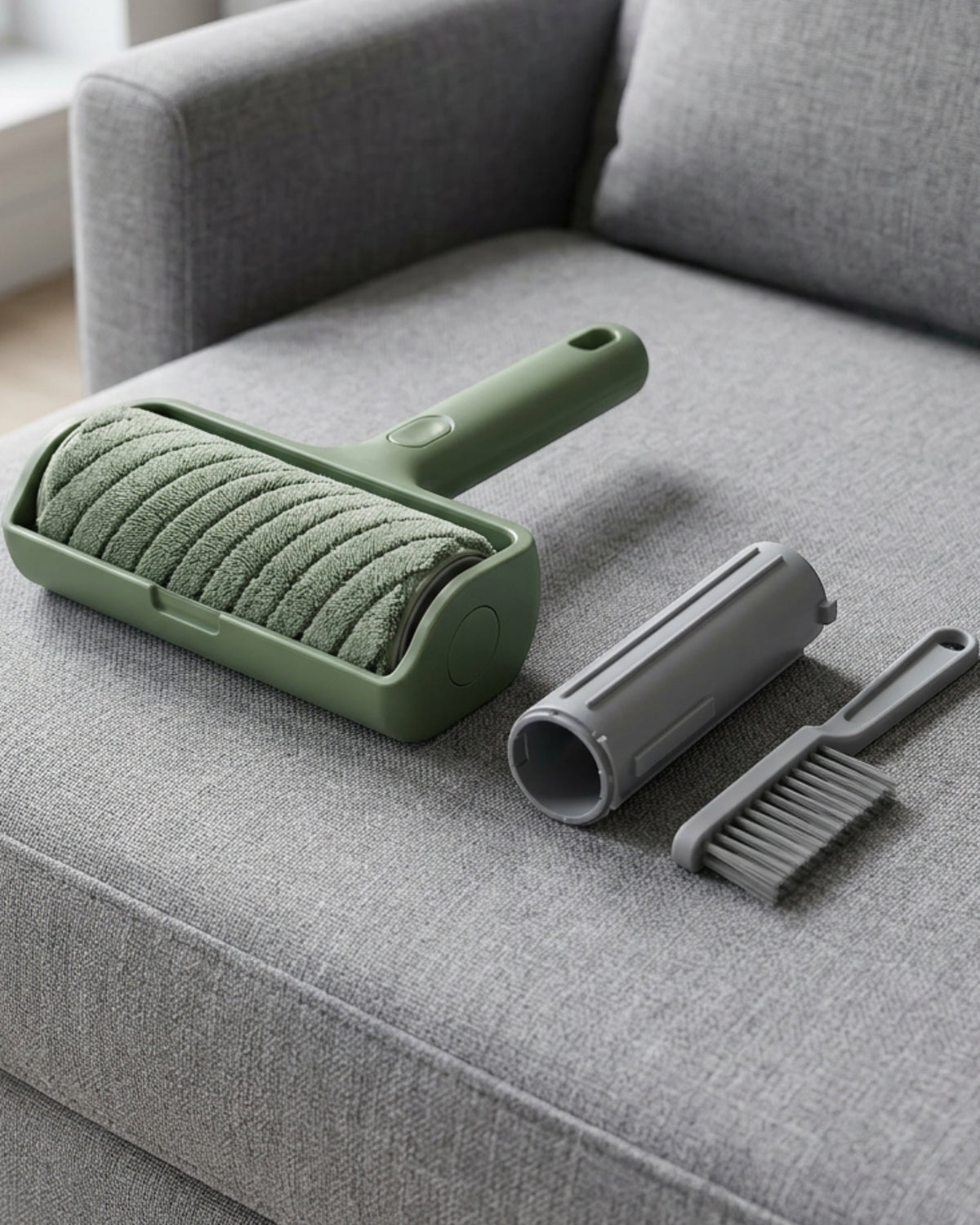 Luupo Reusable Spiral Microfiber Lint Roller with Cassette Moss - Lifestyle view