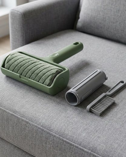 Luupo Reusable Spiral Microfiber Lint Roller with Cassette Moss - Lifestyle view